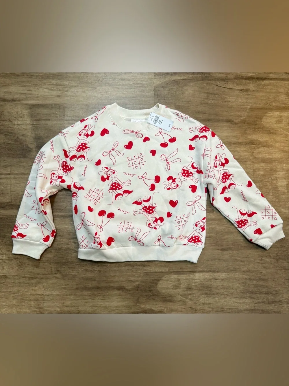 GAP Cream Sweatshirt with Red Minnie Mouse Print